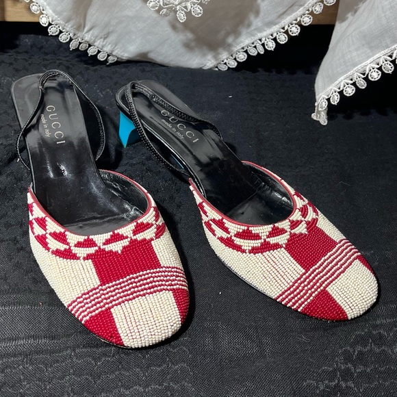 Tom Ford for Gucci 1999 Runway Beaded Slingbacks